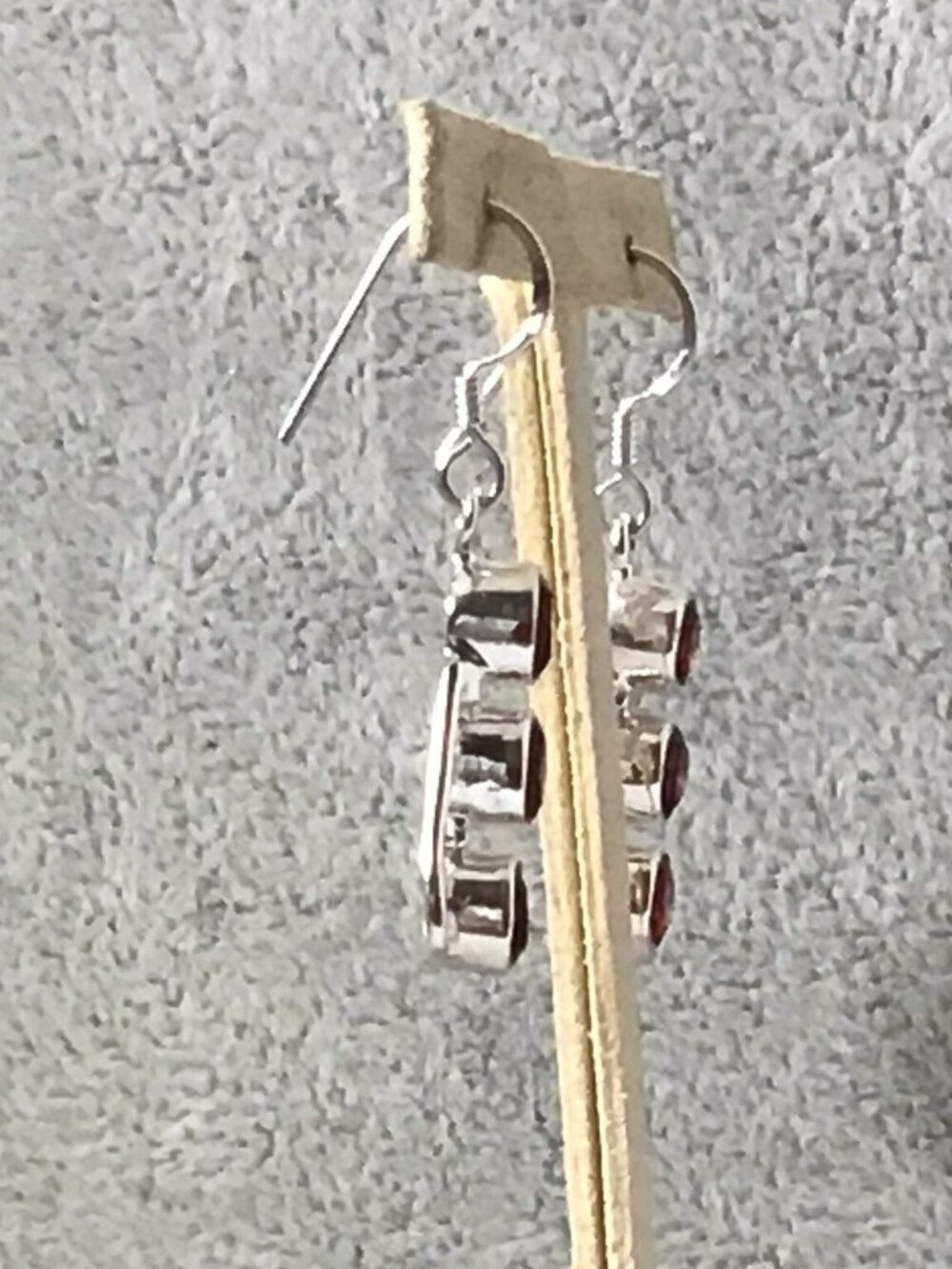 Sterling Silver Rhodolite Garnet Earrings Contemporary Dangle 1.25” New - Picture 4 of 8